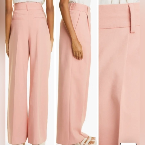 NWT Seeby Chloe Women's Muted Clay Cotton Wide Leg Pleated Trouser Pant SZ 34 - Picture 8 of 9